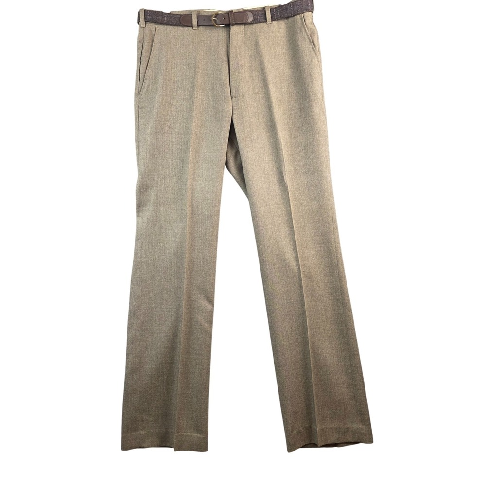 Vintage DAKS Men's 34 Brown Gray Straight Leg Dress Pants Belted Trousers